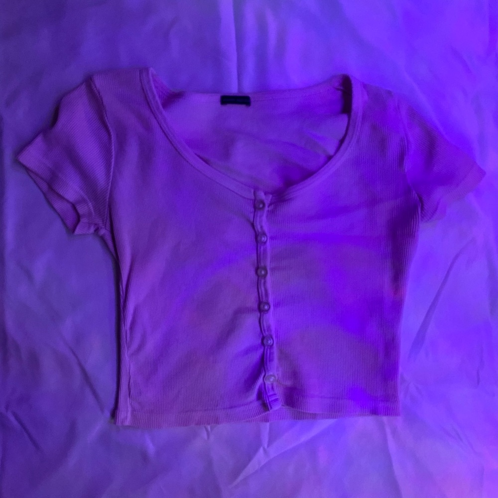Baby pink brandy shirt with white buttons cropped good condition